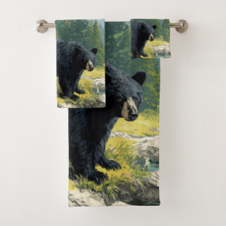 Juego de toallas de naturaleza de oso negro Person