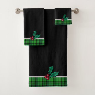 Juego de toallas de Navidades negros y holly