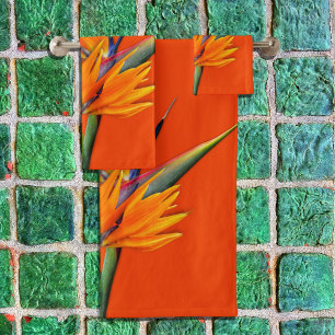 Juego de toallas de pájaro naranja de paraíso