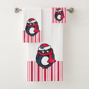 Juego de toallas de pingüino con menta de Navidad