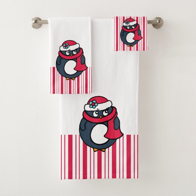 Juego de toallas de pingüino con menta de Navidad  (In situ)