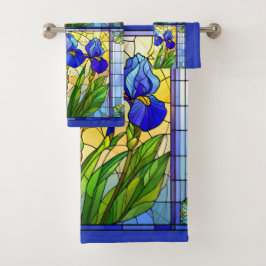 Juego de toallas de vidrio emplomado floral Iris A