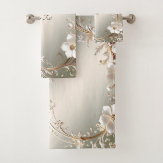 Juego de toallas florales blancas ornamentadas