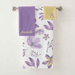 Juego de toallas florales con acuarela monogramada