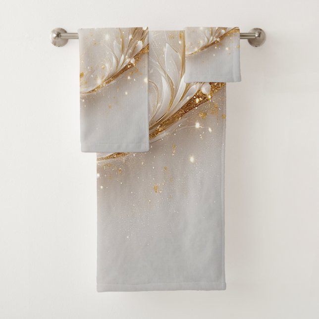 Juego de toallas florales de oro blanco (In situ)
