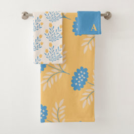 Juego de toallas florales monogramadas