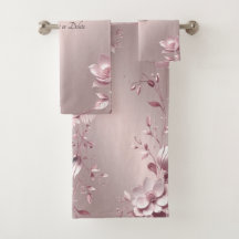 Juego de toallas florales rosa delicado