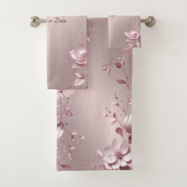 Juego de toallas florales rosa delicado