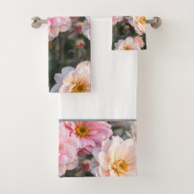 Juego de toallas florales rosa y blanco