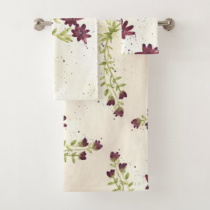 Juego de toallas floridas de Burgundy Elegance