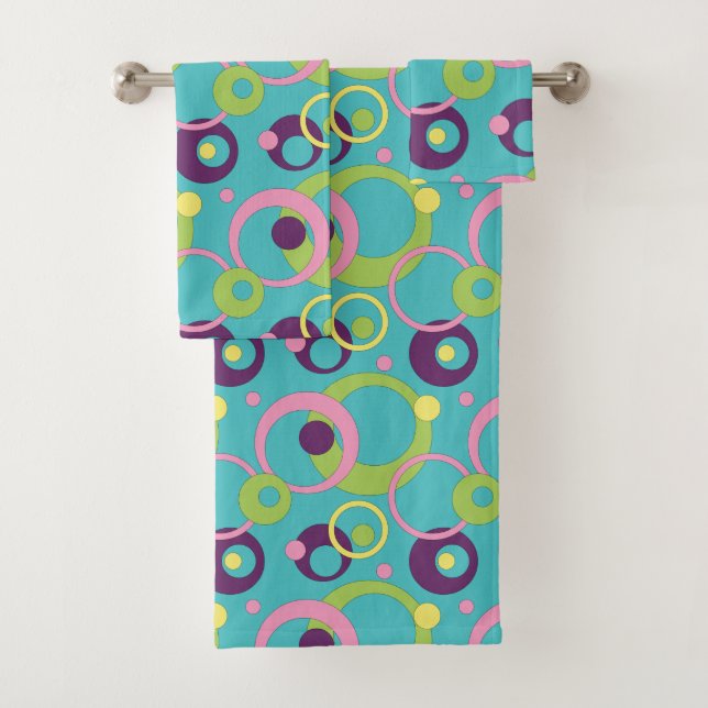 Juego de toallas Funky Blue Circles (In situ)