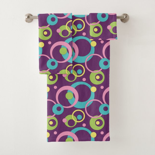 Juego de toallas Funky Purple Circles (In situ)