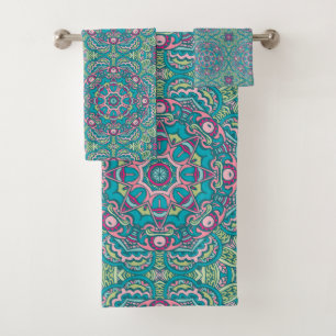 Juego de toallas Mandalas rosa Azul