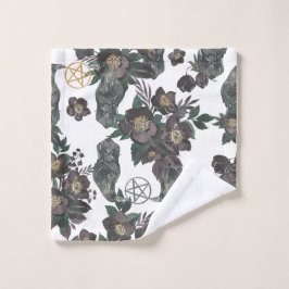Juego de toallas místico de baño floral y pentagra
