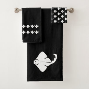 Juego de toallas negro y blanco para baño de peque