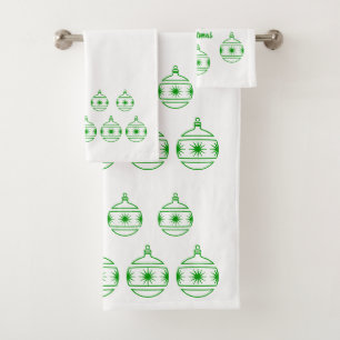 Juego de toallas - Orbes de Navidad en verde