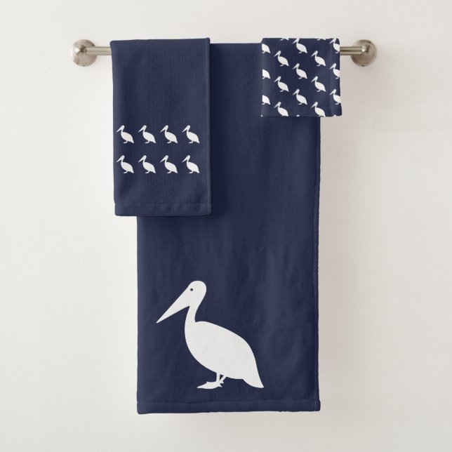 Juego de toallas Pelican Bath Ocean Blue and white (In situ)