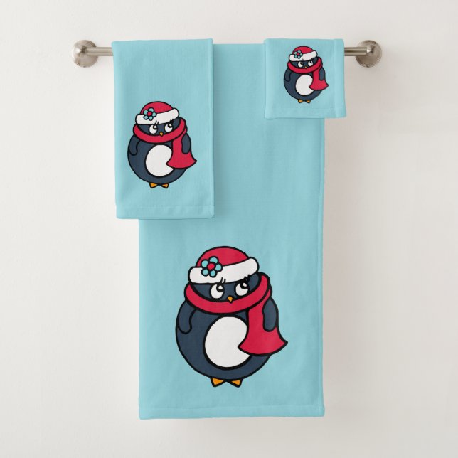 Juego de toallas pingüino de Navidad (In situ)