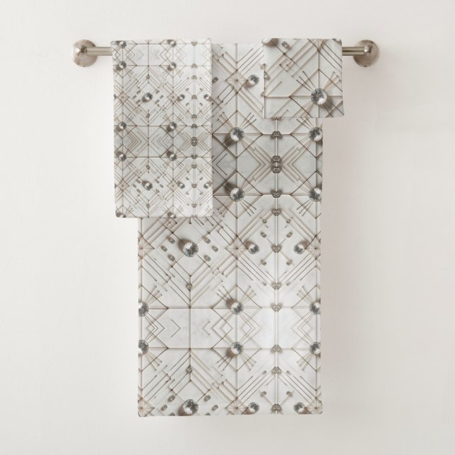 Juego de toallas White Diamond Mid Century Modern (In situ)