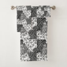 Juego de toallas Zen blanco y negro