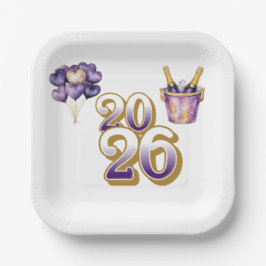 Juego de vajilla de plato de papel - Feliz Año Nue