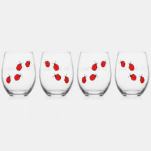 Juego de vasos de vino con diseño de mariquitas