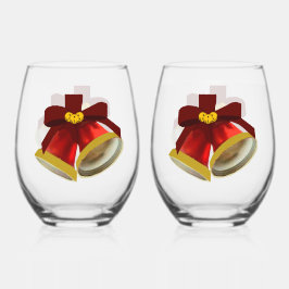 Juego de vasos de vino sin tallo Holiday Bells