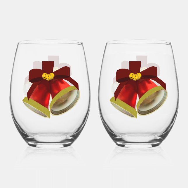Juego de vasos de vino sin tallo Holiday Bells (Anverso)