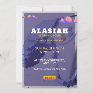 Juego de video retro Juego de invitaciones de cump