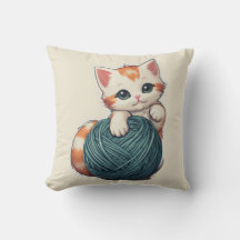 Juego de yarn - Cojín decorativo gatito
