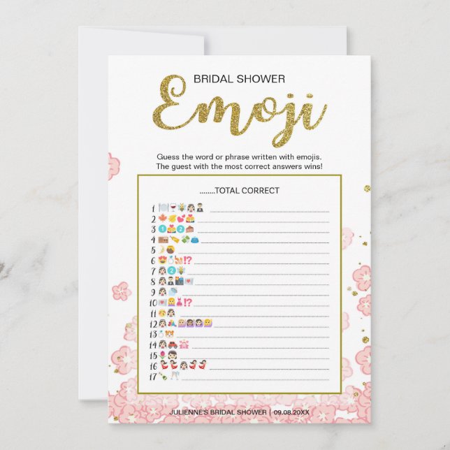 Juego del Diccionario de Emojis para Despedida de  (Anverso)
