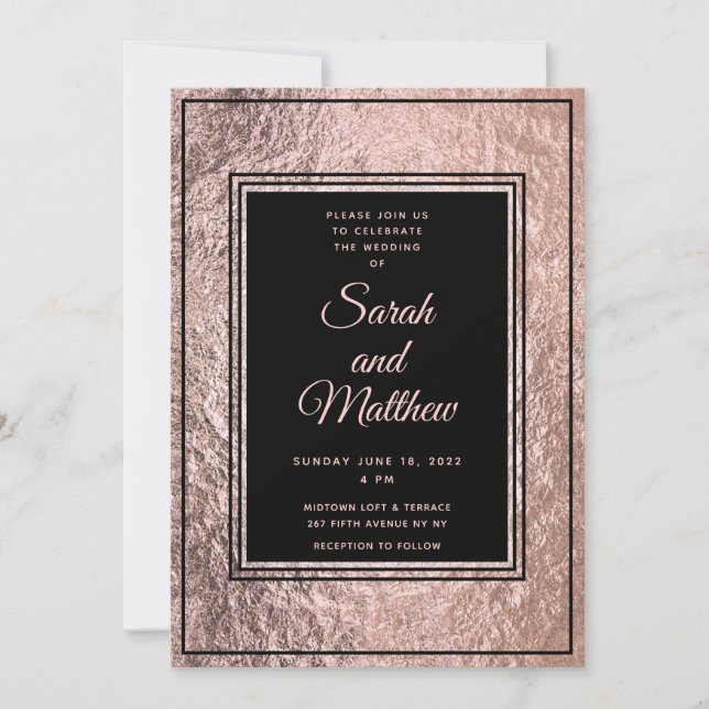 Juego En La Suite De Invitación De Boda De Oro Ros (Anverso)