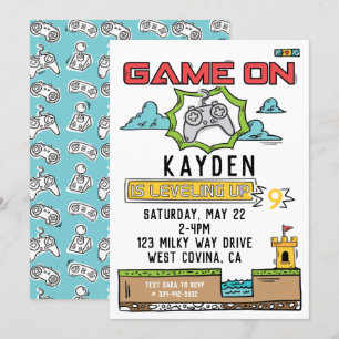 Juego En Videojuego Invitación Al Cumpleaños