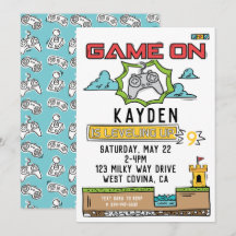 Juego En Videojuego Invitación de cumpleaños