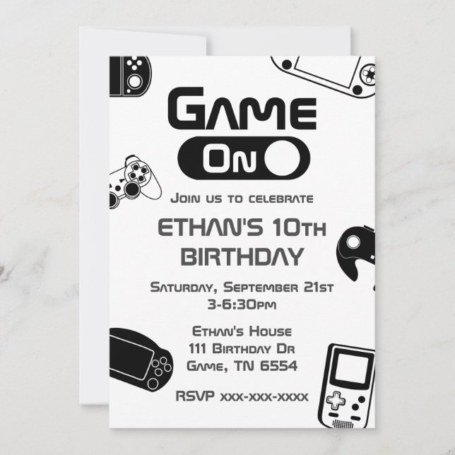 Juego En Videojuego Invitación de cumpleaños (Anverso)