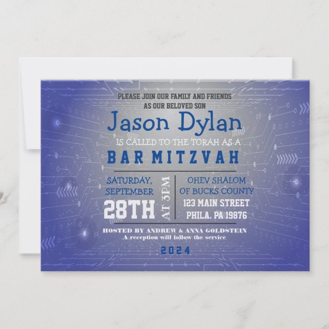 JUEGO JUEGO DIGITAL Bar Mitzvah Invitación (Anverso)