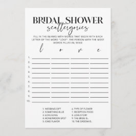 Juego mínimo de escatergories de ducha de novia