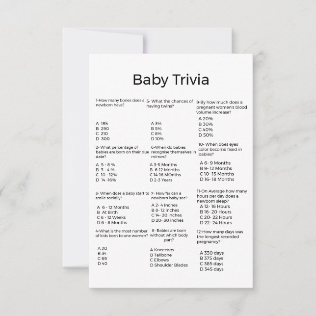 Juego moderno de trivialidades para bebés juego de (Anverso)