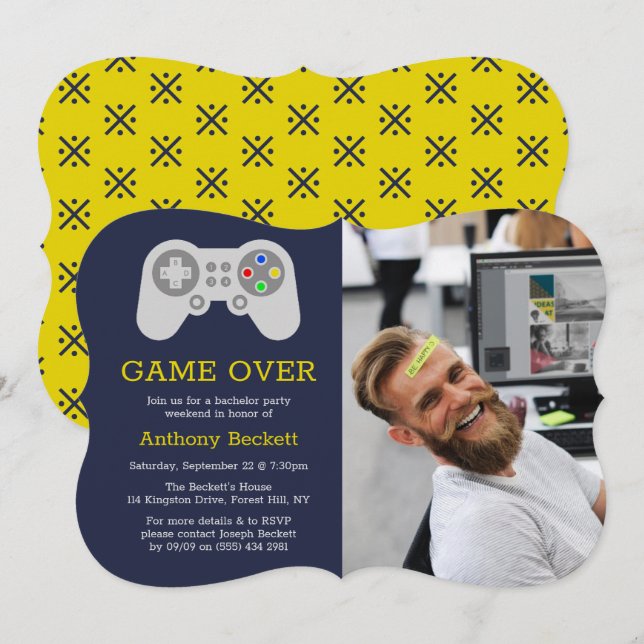 Juego moderno sobre invitaciones a la fiesta de ba (Anverso / Reverso)