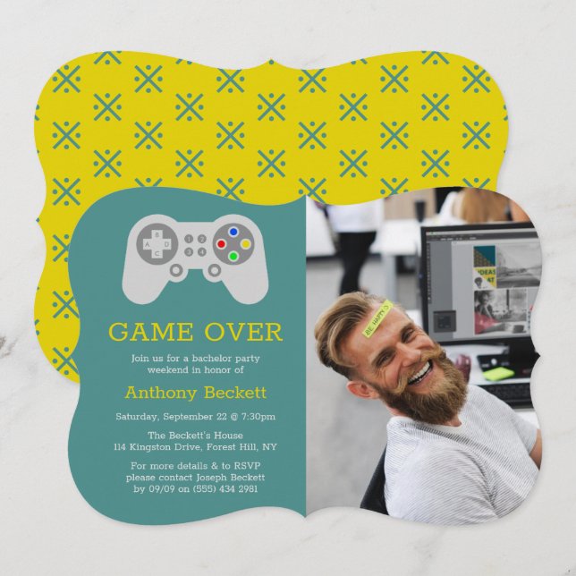 Juego moderno sobre invitaciones a la fiesta de ba (Anverso / Reverso)
