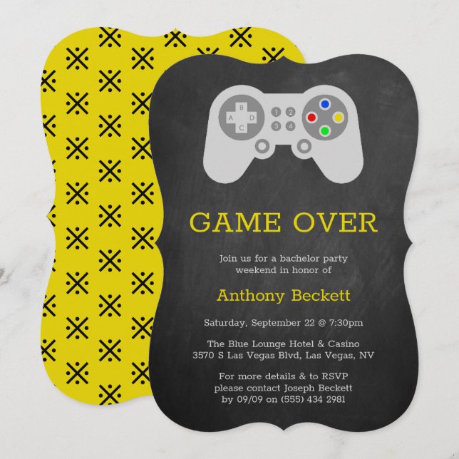 Juego moderno sobre invitaciones a una fiesta de s (Anverso / Reverso)