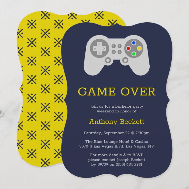 Juego moderno sobre invitaciones a una fiesta de s (Anverso / Reverso)