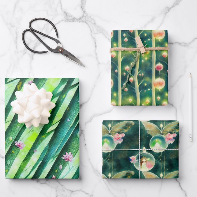 Juego plano de papel de envolvimiento para bosques (Anverso)