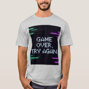 Juego Retro Sobre Camiseta - Papá Glitchy Azul