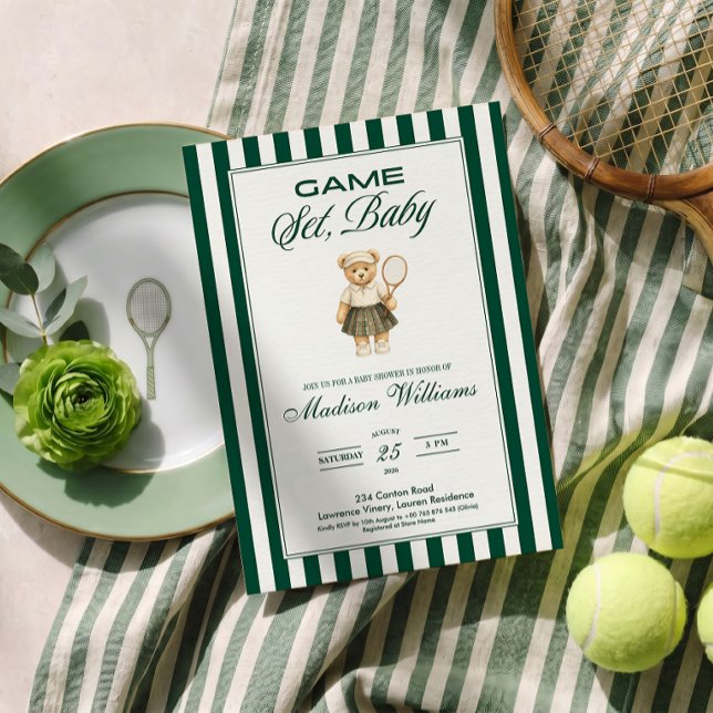 JUEGO, SET, BEBÉ Invitación de ducha de bebé de te (Subido por el creador)