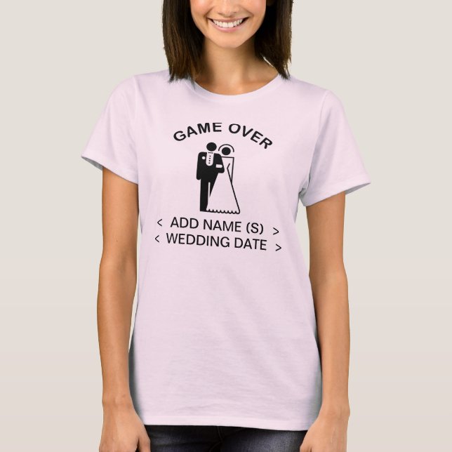Juego sobre añadir nombres Boda Fecha Camiseta (Anverso)