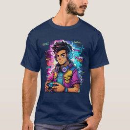 Juego sobre la camiseta de Glitch Art Neon Gamer