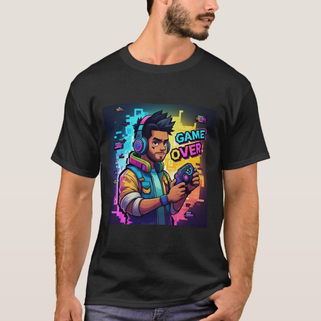 Juego sobre la camiseta de Neon Gamer Futurista Cy (Anverso)