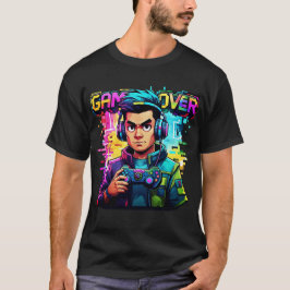 Juego Sobre La Camiseta Glitch Retro Neon Gamer Te