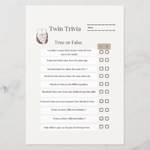 : Juego Twin Baby Shower Trivia - Con Hoja De Resp